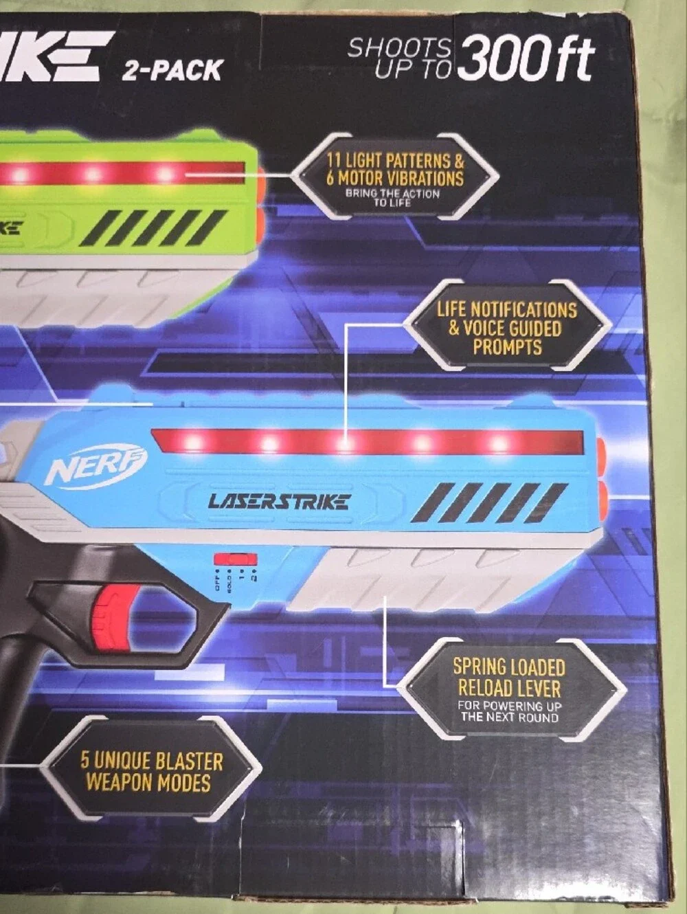 Nerf Laser Strike 2-Pack Electronic Blasters - Green & Blue